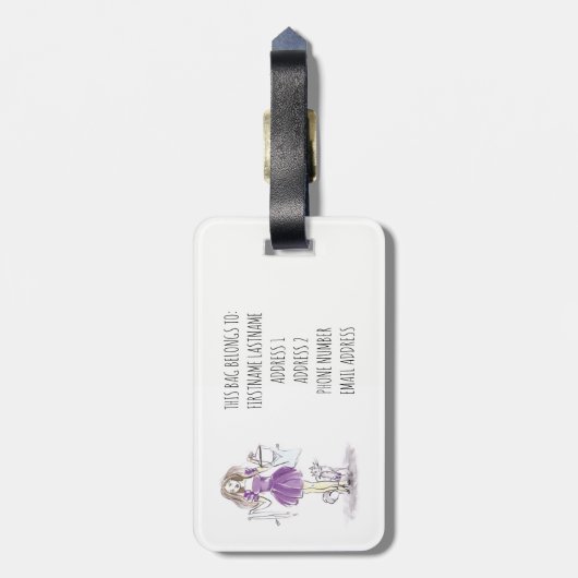 Gepäckanhänger-Illustrations-Mode-Mädchen und Gepäckanhänger (Rückseite vertikal)