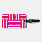 Gepäckanhänger in Rosa und Rot Streifen (Vorderseite horizontal)