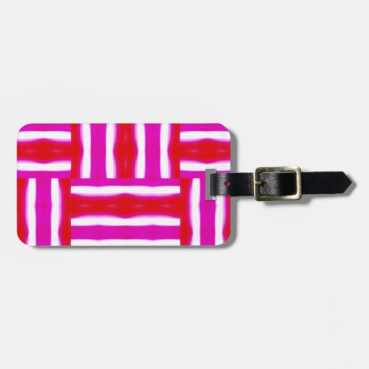 Gepäckanhänger in Rosa und Rot Streifen (Vorderseite horizontal)
