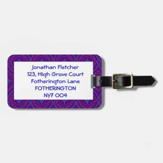 Gepäckanhänger, Lila und blaues Ogee Muster Gepäckanhänger (Vorderseite horizontal)