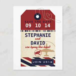 Gepäckanhänger Luftpost Speichern Datum Deutsch Save The Date
