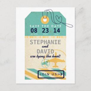 Gepäckanhänger Luftpost Zielort Hochzeit Termin me Save The Date