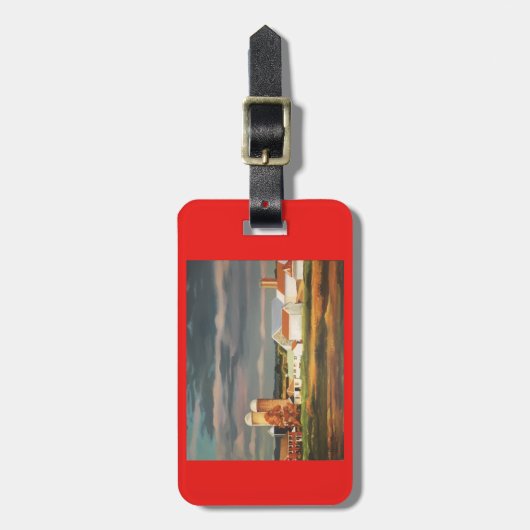 Gepäckanhänger mit Bauernhofszene (Vorderseite vertikal)