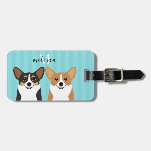 Gepäckanhänger mit Corgi-Motiv (Vorderseite horizontal)
