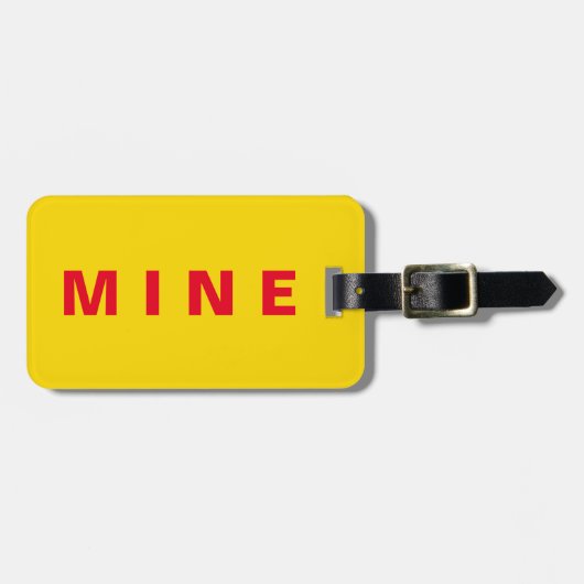 Gepäckanhänger mit dem Aufkleber "Mine" (Vorderseite horizontal)