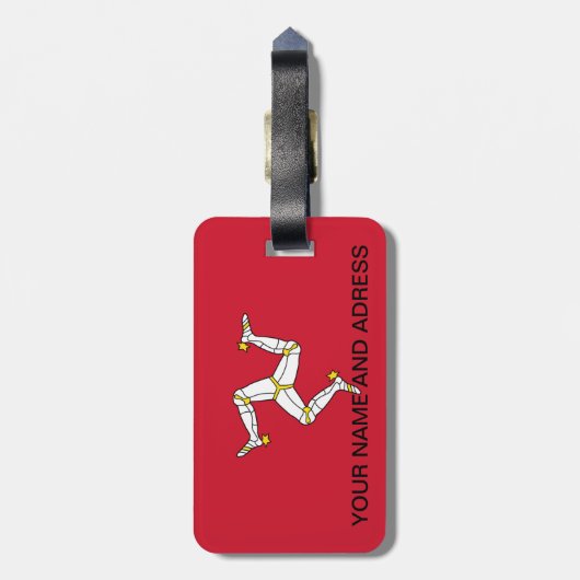 Gepäckanhänger mit der Flagge der Insel Man, Verei (Rückseite vertikal)