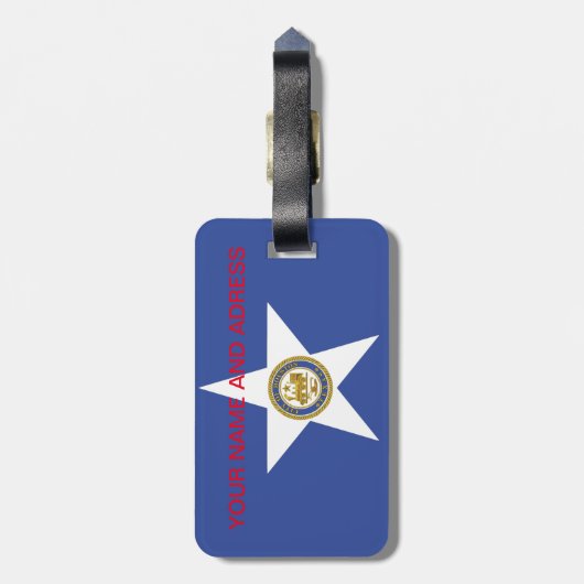 Gepäckanhänger mit der Flagge von Houston City, US (Rückseite vertikal)