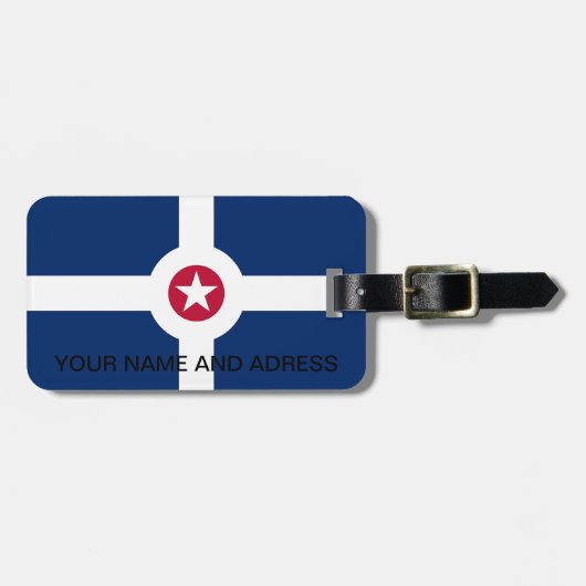 Gepäckanhänger mit der Flagge von Indianapolis Cit (Vorderseite horizontal)