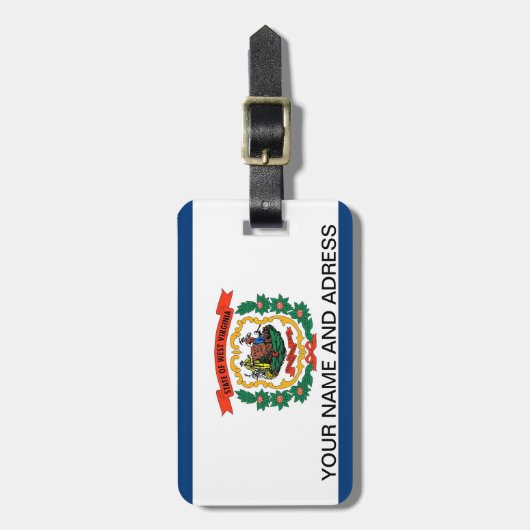 Gepäckanhänger mit der Flagge von West Virginia, U (Vorderseite vertikal)