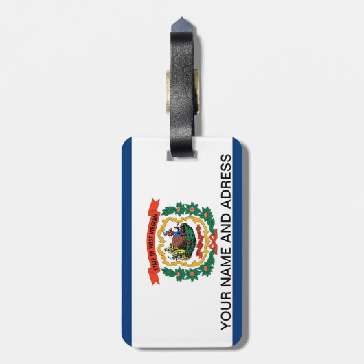 Gepäckanhänger mit der Flagge von West Virginia, U (Rückseite vertikal)