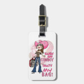 Gepäckanhänger mit einer frechen Haltung (Vorderseite vertikal)