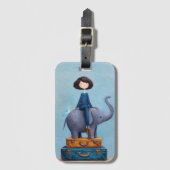 Gepäckanhänger mit Elefant und Frau (Vorderseite Vertikal)