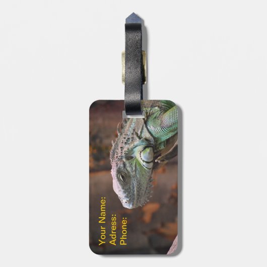 Gepäckanhänger mit farbiger Iguana Lizard (Rückseite vertikal)