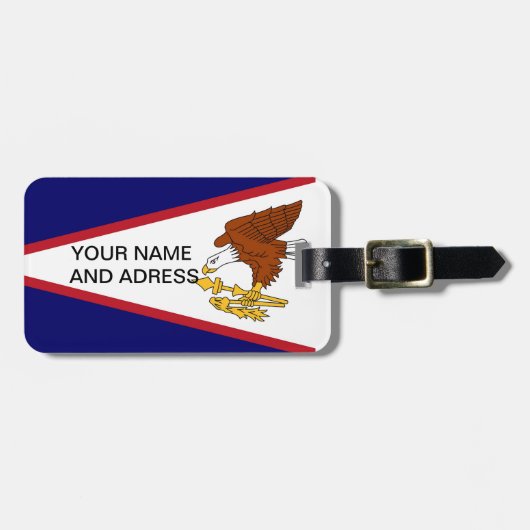 Gepäckanhänger mit Flag American Samoa, USA (Vorderseite horizontal)