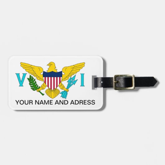 Gepäckanhänger mit Flag Jungfrau Islands, USA (Vorderseite horizontal)