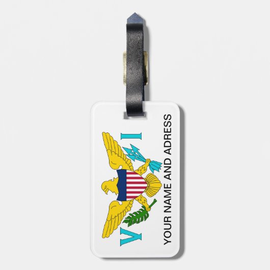 Gepäckanhänger mit Flag Jungfrau Islands, USA (Rückseite vertikal)