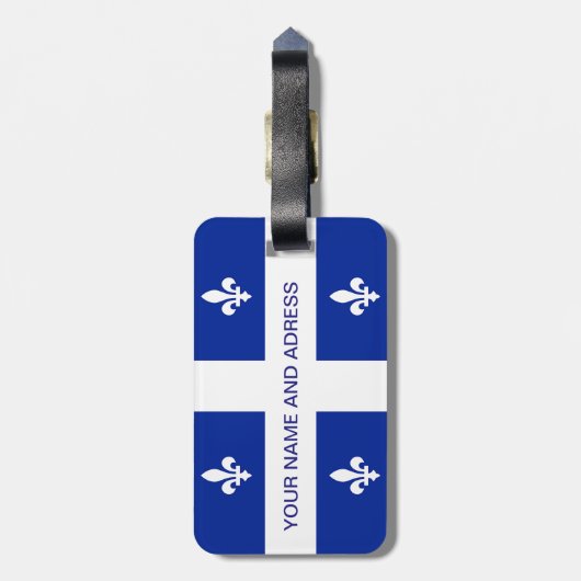 Gepäckanhänger mit Flagge Quebec, Kanada (Rückseite vertikal)