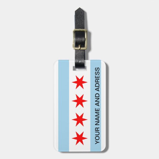 Gepäckanhänger mit Flagge von Chicago, Illinois, U (Vorderseite vertikal)