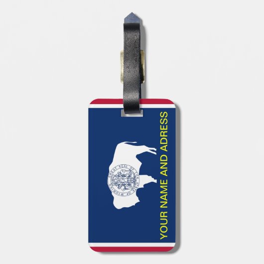 Gepäckanhänger mit Flagge von Wyoming, USA (Rückseite vertikal)