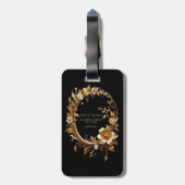 Gepäckanhänger mit goldenem Blumenornamentrahmen (Rückseite vertikal)