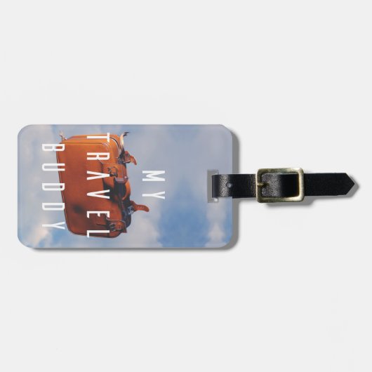 Gepäckanhänger mit Lederband (Vorderseite horizontal)