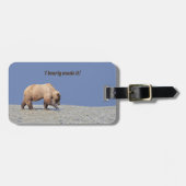 Gepäckanhänger mit Lederband aus Grizzlybären (Vorderseite horizontal)