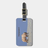 Gepäckanhänger mit Lederband aus Grizzlybären (Vorderseite vertikal)