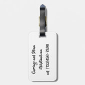 Gepäckanhänger mit Lederband und Pfau (Rückseite vertikal)