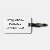 Gepäckanhänger mit Lederband und Pfau (Rückseite horizontal)