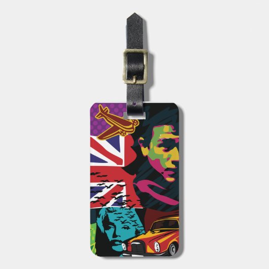 Gepäckanhänger mit Ledergurt (Vorderseite vertikal)