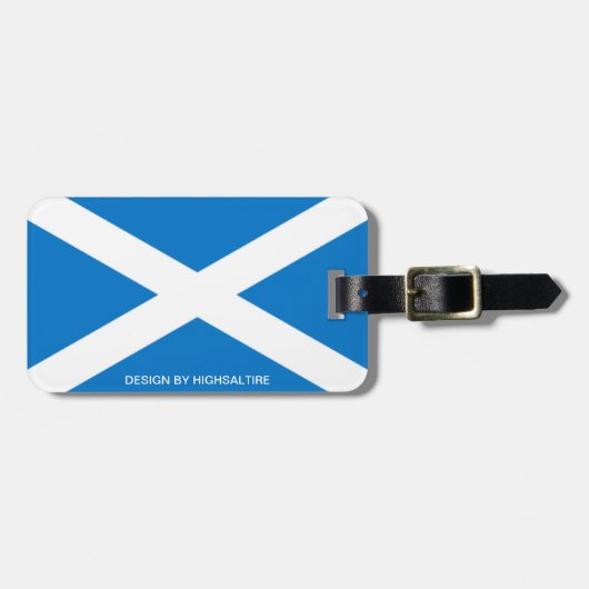 Gepäckanhänger mit ledernem saltire durch (Vorderseite horizontal)