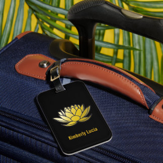 Gepäckanhänger mit Lotus Blume Abbildung.