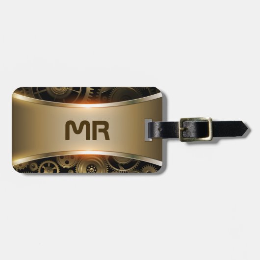 Gepäckanhänger mit metallischer Textur (Vorderseite horizontal)