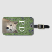 Gepäckanhänger mit monogrammiertem Wolf und Grün (Vorderseite (Horizontal))