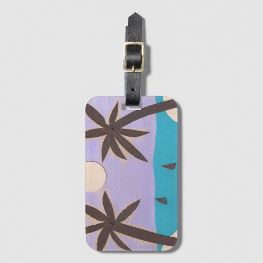 Gepäckanhänger mit Palm Tree Scene & Card Insert (Vorderseite Vertikal)