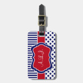Gepäckanhänger mit roten, weißen, blau gestreiften (Vorderseite vertikal)