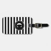 Gepäckanhänger mit schwarzem/weißem Streifen (Vorderseite horizontal)