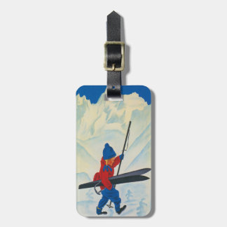 Gepäckanhänger mit süßem Vintage-Ski-Motiv
