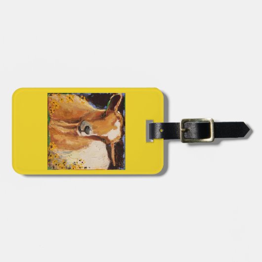 Gepäckanhänger mit Weiß und tan Ziege (Vorderseite horizontal)