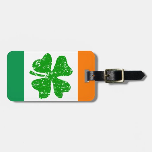 Gepäckanhänger mit weißem, orangefarbenem Kleeblat (Vorderseite horizontal)