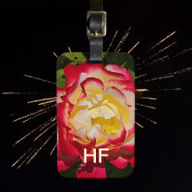 Gepäckanhänger Rot Gold Rose Blume Floral Monogram