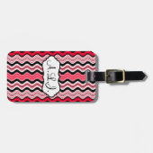 Gepäckanhänger, rot, schwarz, weiße Streifen Gepäckanhänger (Vorderseite horizontal)