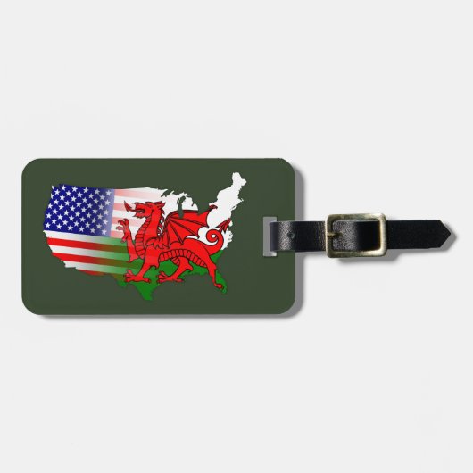 Gepäckanhänger Waliser-Amerikaner-Wales USA (Vorderseite horizontal)