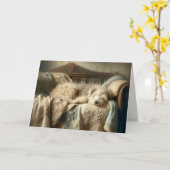 Gepäckiger Hund schläft auf einem Steg Karte (Gelbe Blume)