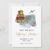 Gepäckkarte - Hochzeit in Urlaubsort Save the Date (Vorderseite)