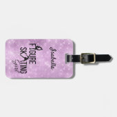 Gepäckmarke Abbildung Skaten Mädchen lila Funkeln Gepäckanhänger (Vorderseite horizontal)