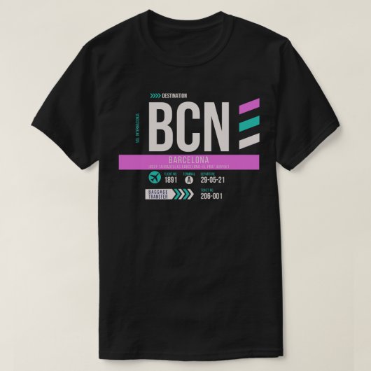 Gepäckmarke am Flughafen Barcelona BCN T-Shirt (Design vorne)