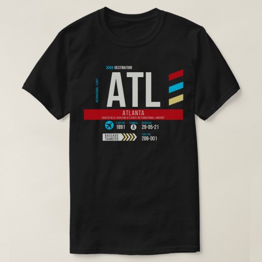 Gepäckmarke Atlanta ATL Airport Code T-Shirt (Design vorne)