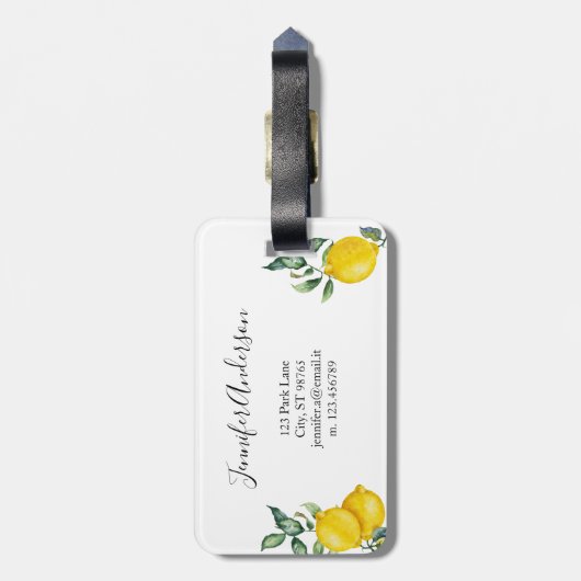 Gepäckmarke aus modischen Zitronen Gepäckanhänger (Rückseite vertikal)
