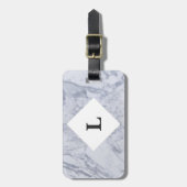 Gepäckmarke aus personalisiertem weißem Marmor Gepäckanhänger (Vorderseite vertikal)